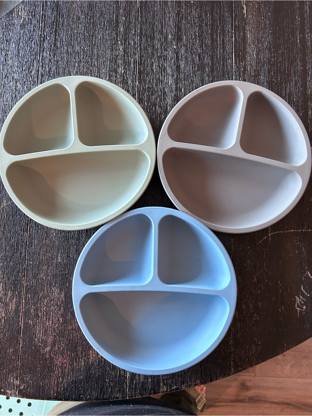 Silicone Divided Snack & Meal Plate - Blue, Sage, Gray